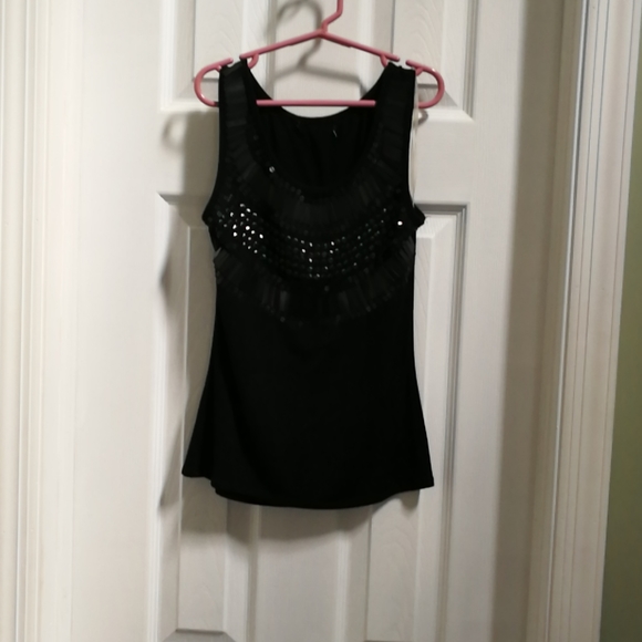 TANK TOP-BLACK EMBELLISHED SO PRETTY - Picture 2 of 4